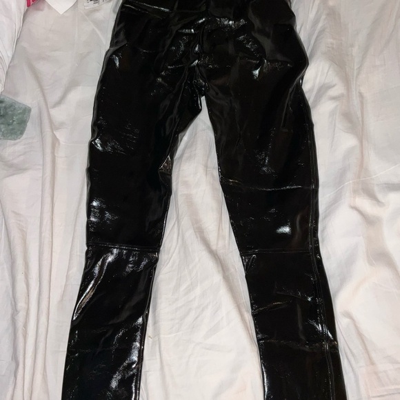 SPANX Faux Patent Leather Leggings Small Black NWT whimsygoth bikercore y2k - Picture 3 of 5